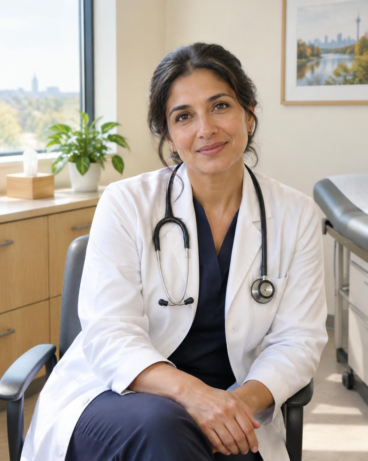 A compassionate physician in a bright clinic